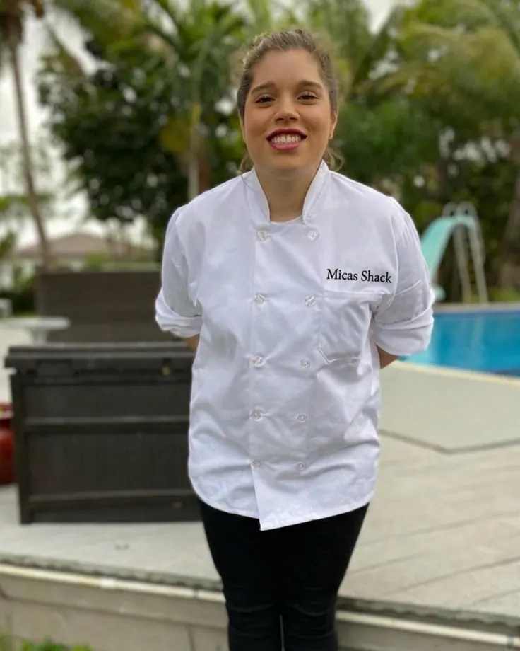 Mica, private chef in Miami, in her chef whites