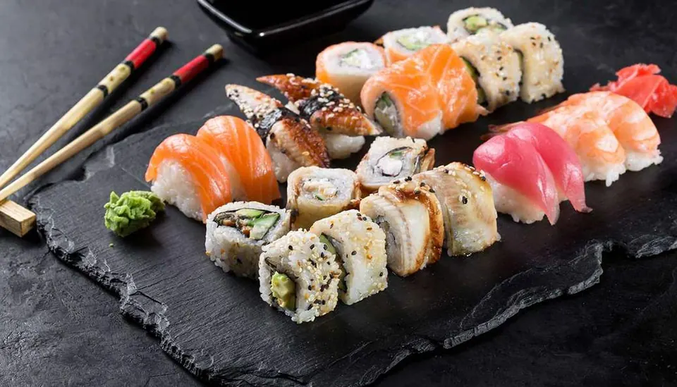 Sushi rolls and nigiri made in one of Mica's classes